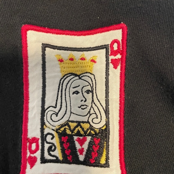 Vintage Y2K Michael Simon Black Embroidered Playing Card T-Shirt Women’s Size L - Picture 2 of 7